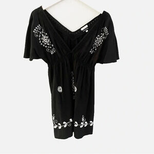 Boston Proper Debbie Katz Embroidery Beach Swim Cover Up Boho Size Medium